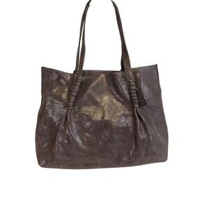 Buco Tote Shoulder Bag Gray Leather Snake Print Handbag Purse Office Workwear